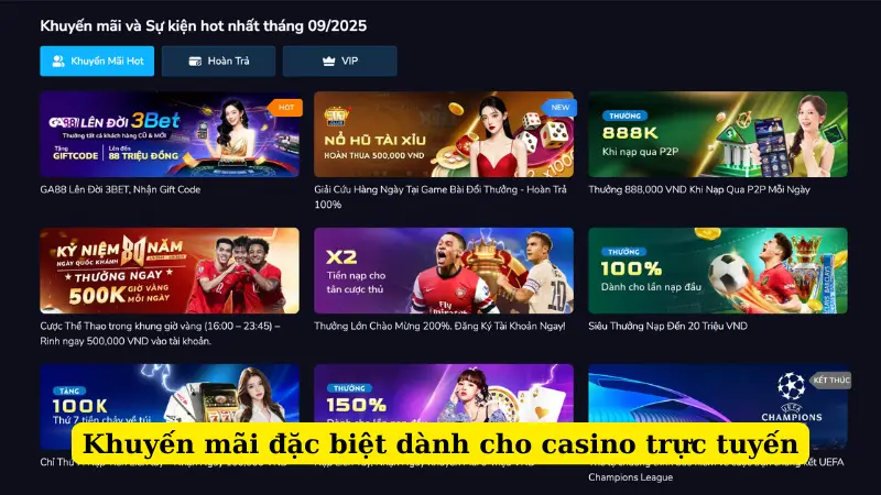 Khuyến mãi đặc biệt dành cho casino trực tuyến