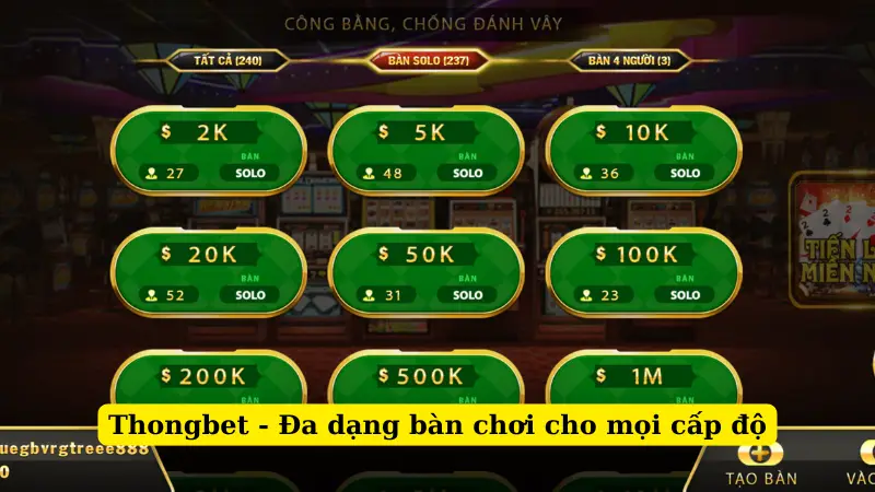 Thongbet - Đa dạng bàn chơi cho mọi cấp độ
